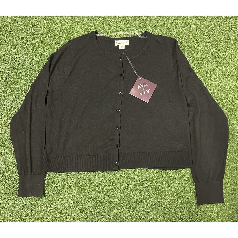 Ava & Viv Charcoal Button-Up Cardigan